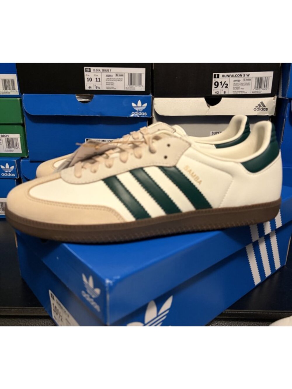 Size 10.5 - adidas Samba OG Off White Collegiate Green W - jr8843 - Picture 2 of 6